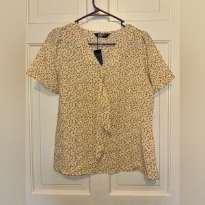 Women’s Floral Blouse short sleeve knot date night sexy top shirt travel party